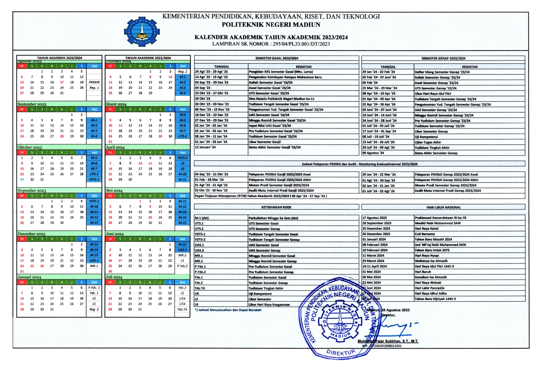 Kalender Akademik Teknologi Informasi Politeknik Negeri Madiun